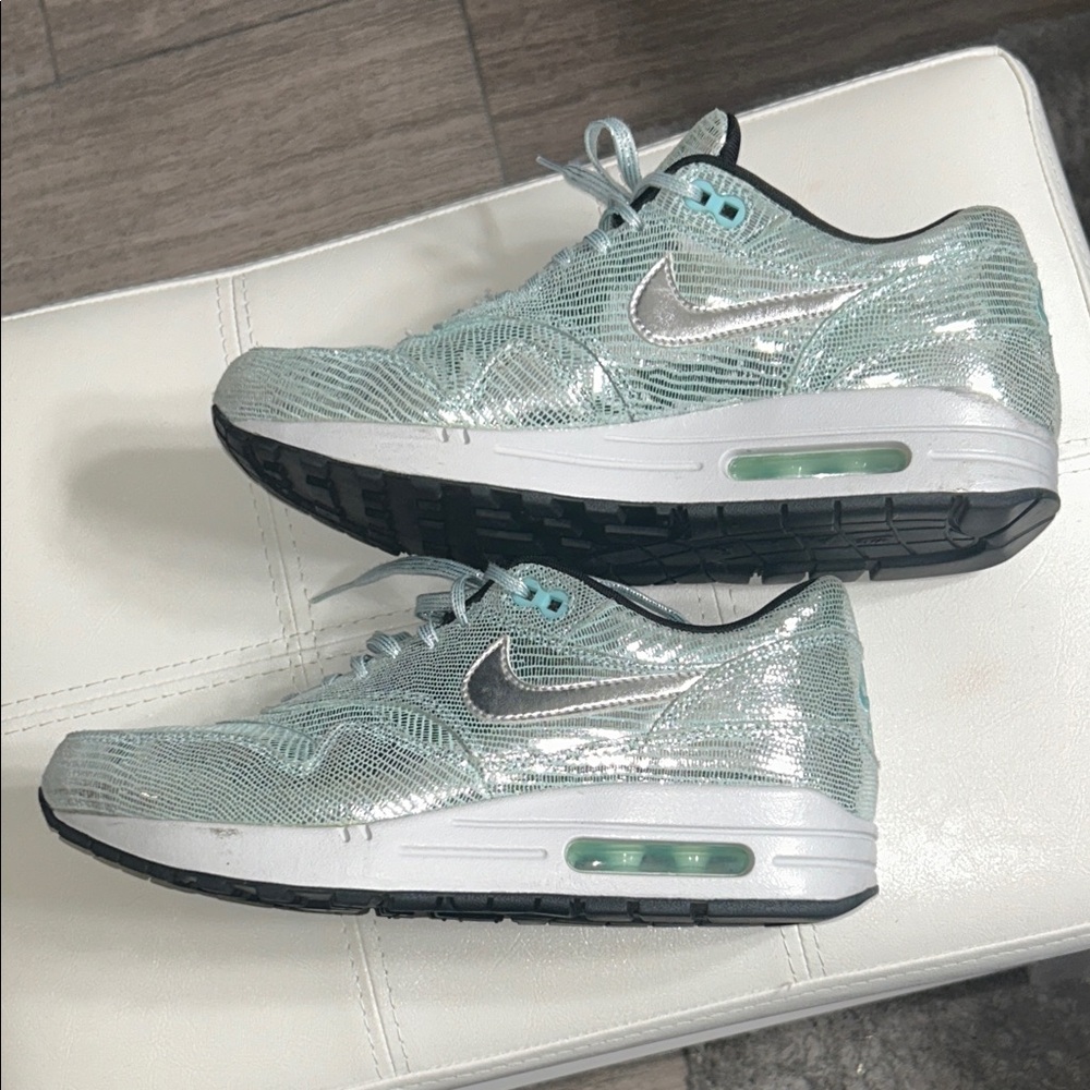 Nike Air Max 1 QS Metallic Silver & Glacier Ice Disco Sneakers Women’s 8 - Picture 7 of 12